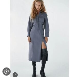Zara Elegant Gray Women's Shirt Dress